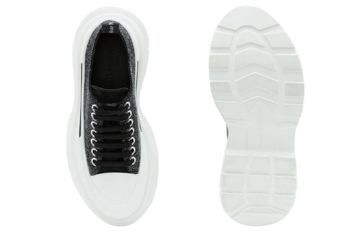 (WMNS) Alexander McQueen Tread Slick Lace Up Low 'Galaxy Black' 633902WHW571027 #
